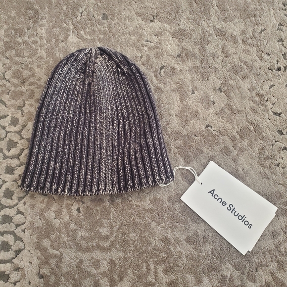 Acne Studios Acid Wash Beanie Hat in Dark Grey - Picture 4 of 7